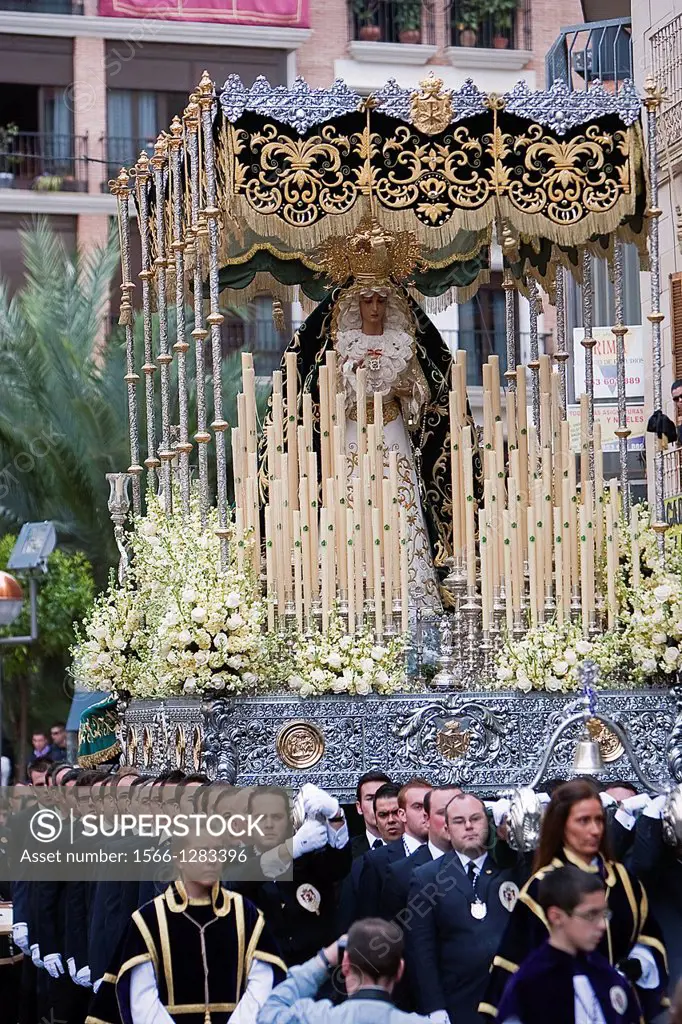 Brotherhood of the Virgen de la Esperanza in Holy week, Linares, Jaen province, Andalusia, Spain.