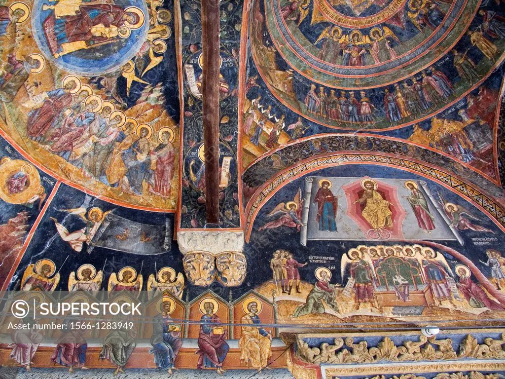 europe, romania, walachia, cozia monastery, frescos.