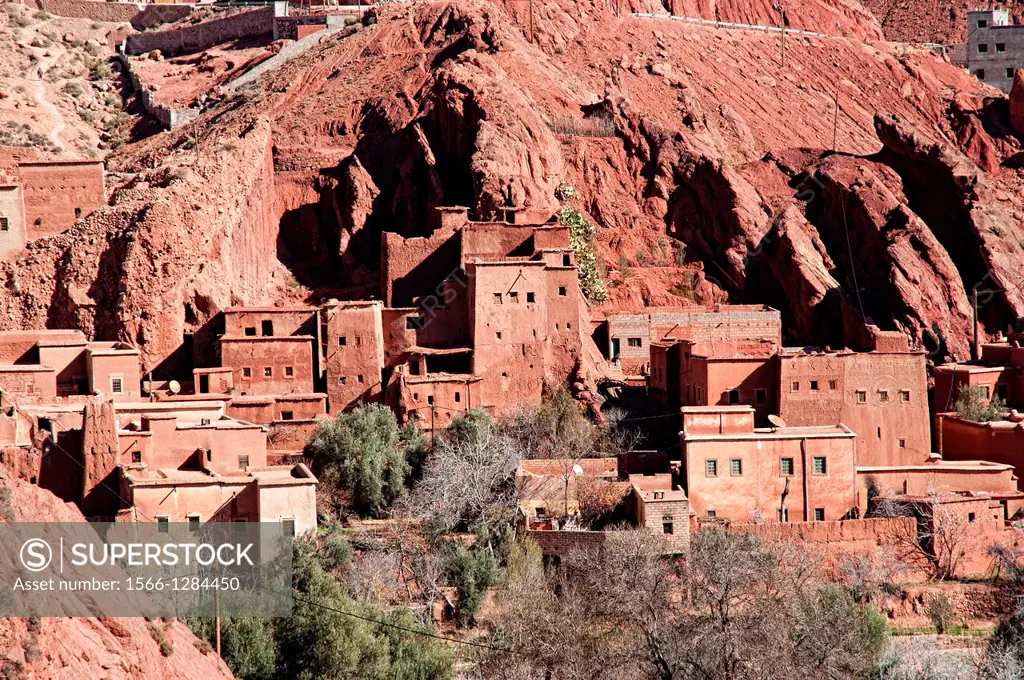 Adobe village in Dades Valley, Morocco.