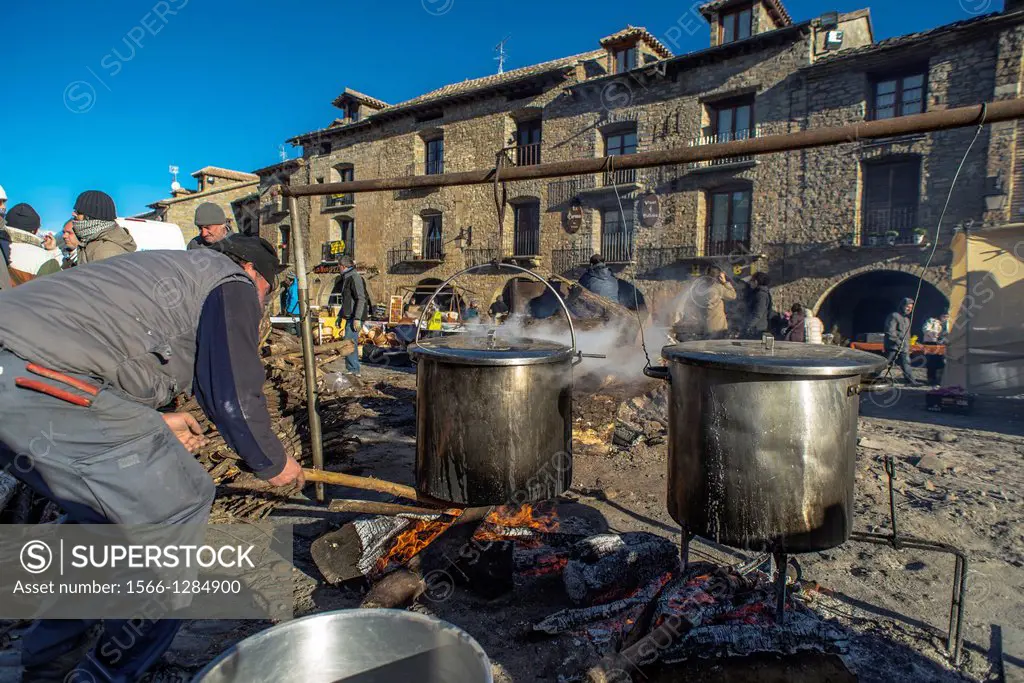 Mediaeval village of Ainsa during 2013 Ferieta Celebration, Sobrarbe-Huesca, Aragon Pyrenees, Spain.