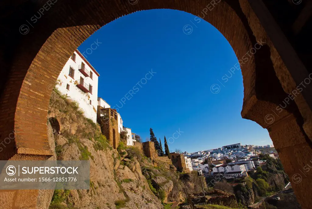 Walls of La Cijara, Puerta de la Cíjara, Ronda, White Towns, Malaga province, Andalusia, Spain.