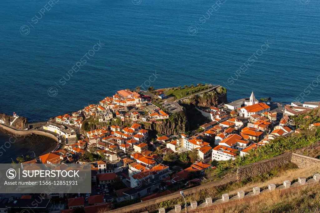View of a small village along the south coast on the Portuguese island of Madeira.