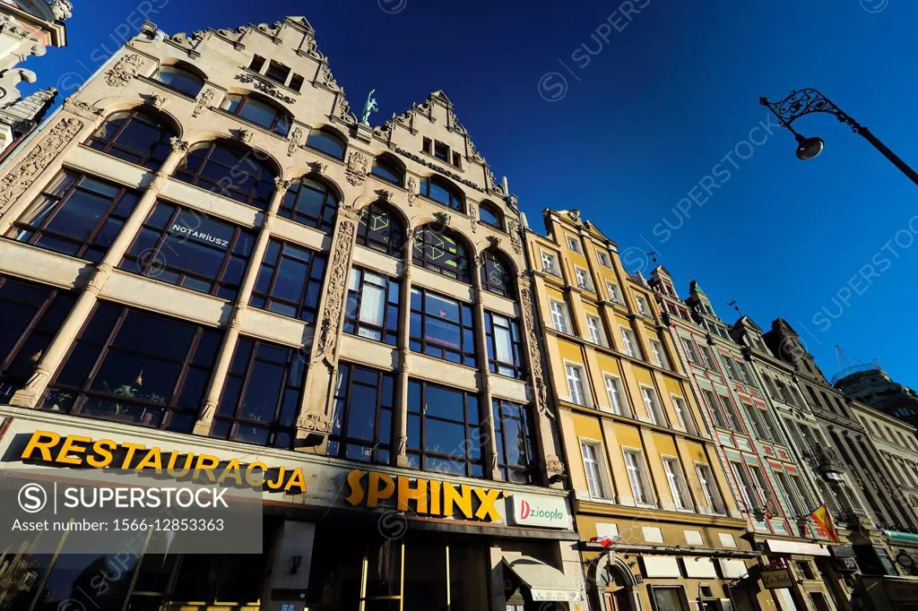 Buildings at Market Square in Wroclaw, Poland