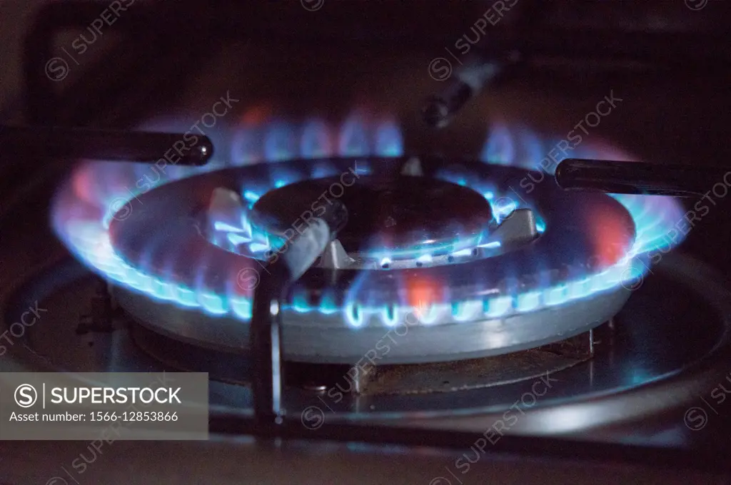 Flames of kitchen stove