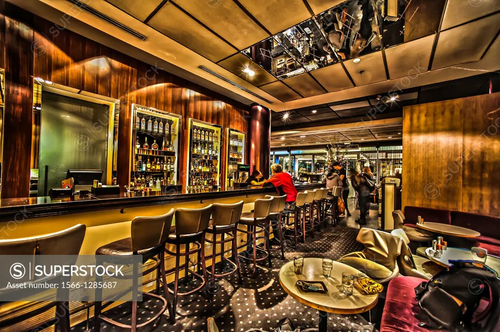 Digitally Enhanced interior of a bar.