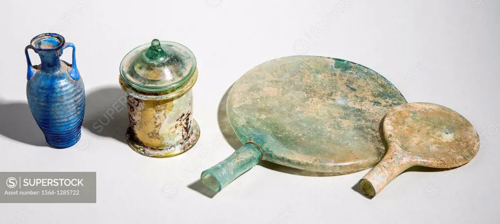 Translucent glass vessels Roman period 1st century CE.