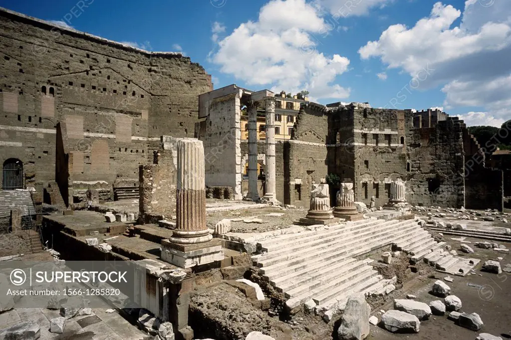 Rome. Italy. Podium of the Temple of Mars in the Forum of Augustus.