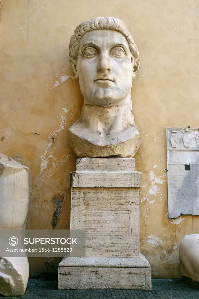 Rome. Italy. Remains of the huge 4th C AD statue of Emperor Constantine I, Palazzo dei Conservatori, Capitoline Museums.