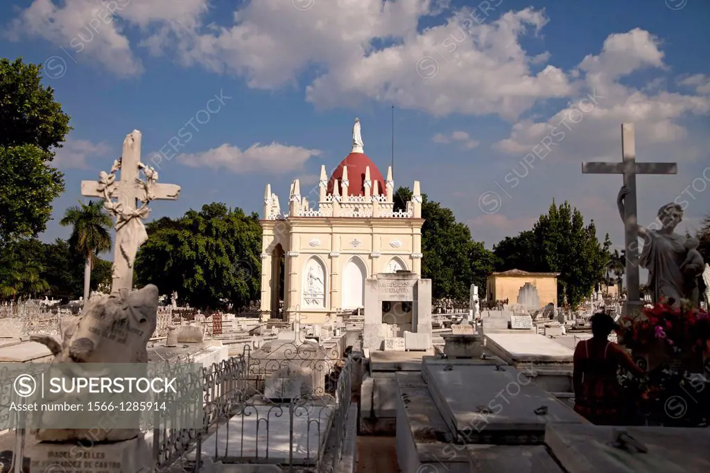 latin americas biggest Cemetery Cementerio Cristobal Colon in Havana, Cuba, Caribbean.