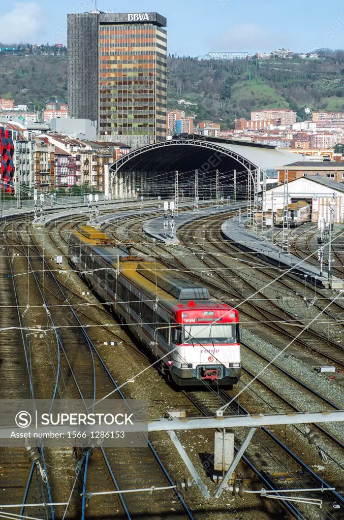 Railways of Abando station, Biscay, Bilbao, Basque Country, Spain.