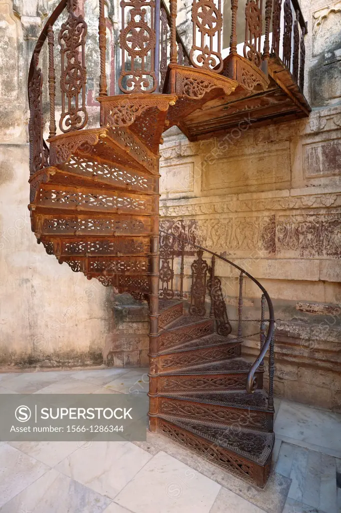 Inon stairs in Mehrangarh Fort, Jodhpur, Rajasthan, India.