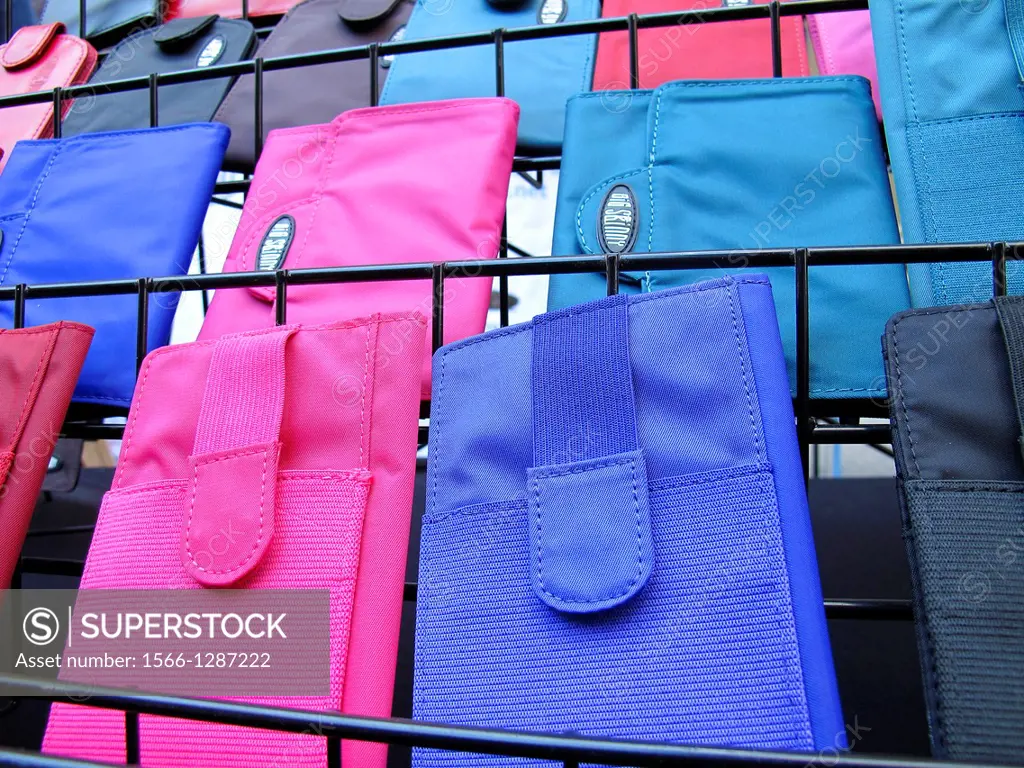 Stylish bags on Sunday street market, Midtown Manhattan, New York City, USA