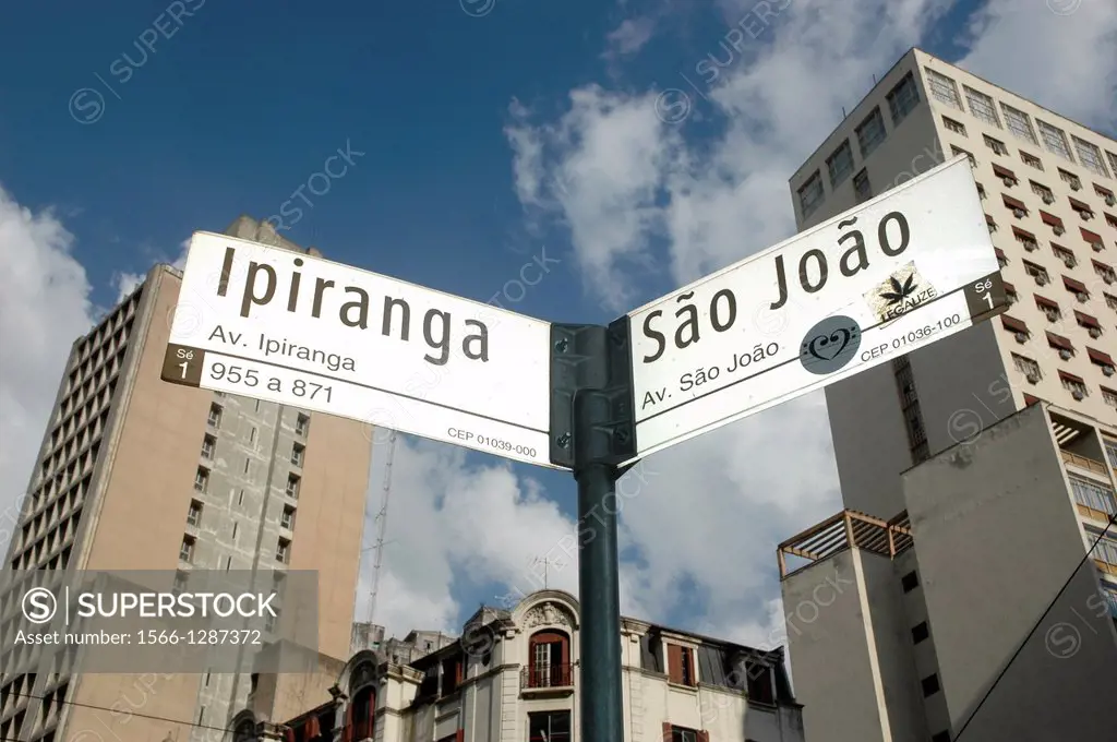 Sío Paulo, Brazil, the corner between Avenida Ipiranga and Avenida Sío Joío, famous after Caetano Velosos 'Sampa' song 