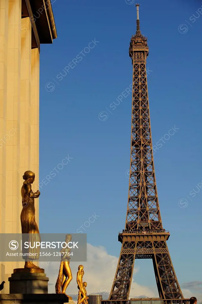 Tour Eiffel from Trocadero. Paris, France.