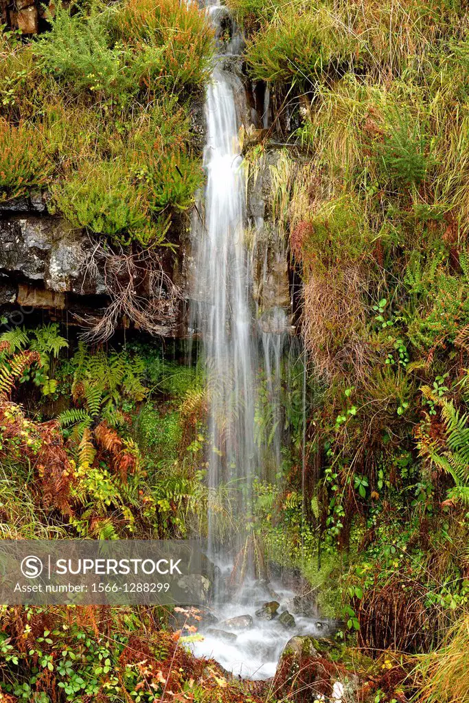 Waterfall in Autumn, Valle del Pas, Cantabria, Spain.