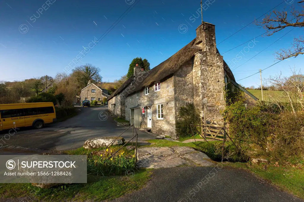 Thatched Cottage in Ponsworthy, Dartmoor National Park, Devon, England, UK, Europe.