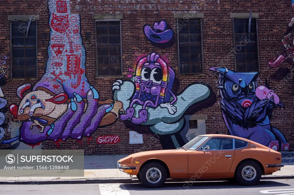 Murals grace the walls in the so-called ´´Five Points of Bushwick´´ in the Bushwick neighborhood of Brooklyn in New York. The owners of the buildings ...