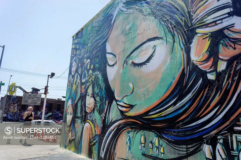 Murals grace the walls in the so-called ´´Five Points of Bushwick´´ in the Bushwick neighborhood of Brooklyn in New York. The owners of the buildings ...