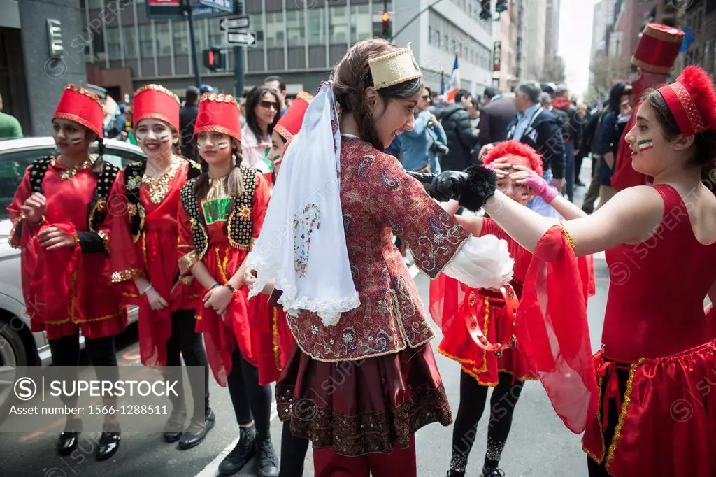 Iranian-Americans and supporters at the 10th annual Persian Parade on Madison Ave. in New York. The parade celebrates Nowruz, New Year in the Farsi la...