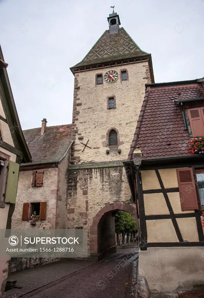 gateway and clock tower, Bergheim France.