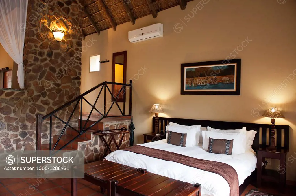 african room interior, bush lodge, Limpopo, South Africa