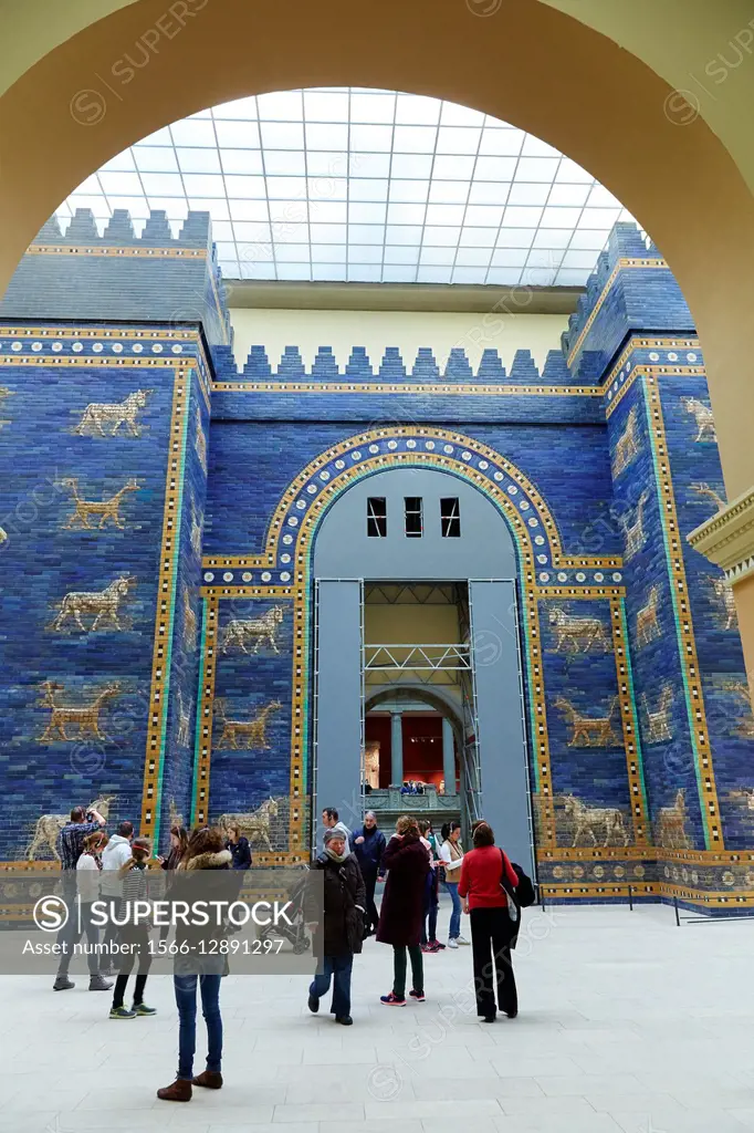 Ishtar Gate of the ancient city of Babylon, Pergamon Museum, Berlin, Germany.