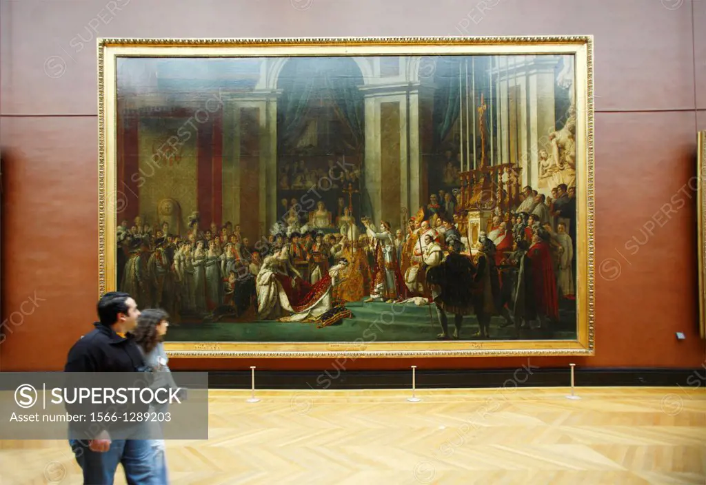 The coronation of Napoleon painting, Louvre Museum, Paris, France.