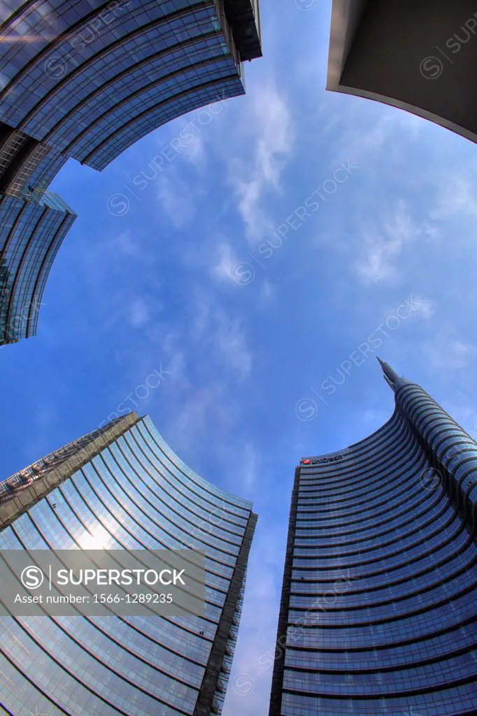 Modern skyscrapers at Porta Nuova, Milan, Italy.