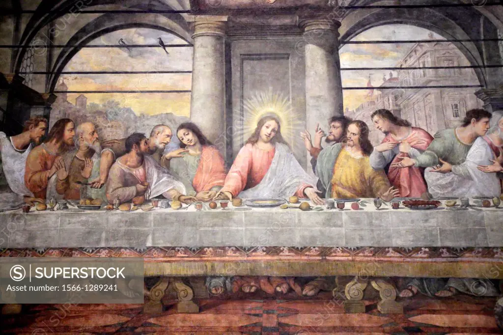 Reproduction of ""Last supper"" frescoby Leonardo, Milan, Italy.