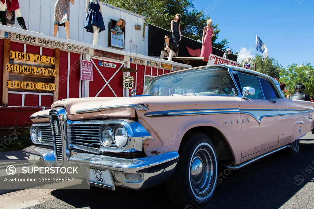 An Old Pink Car, Seligman, Arizona, USA.