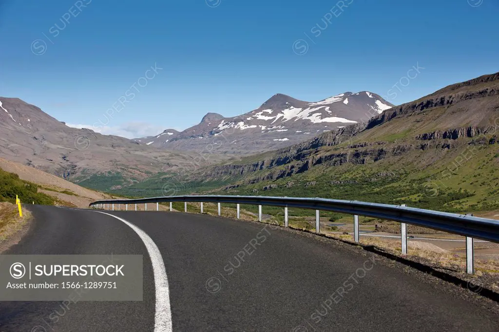 Empty road, Botnsdalur, Hvalfordur, Iceland.