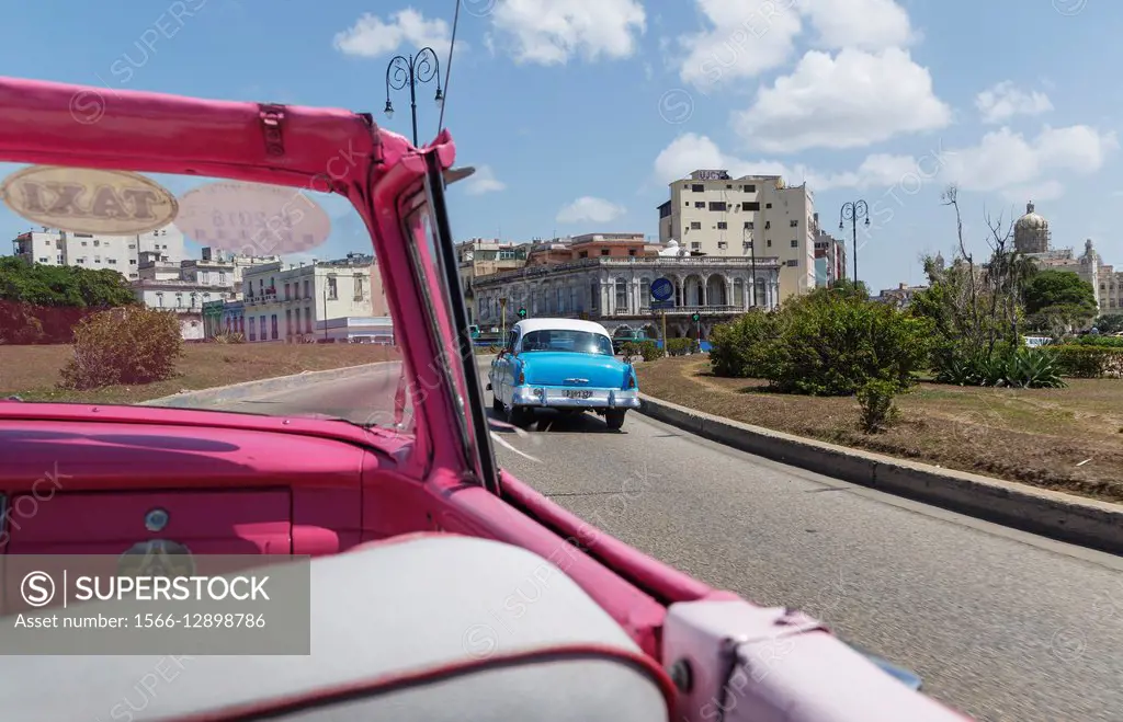 Old car on the Malecon, Havana, Cuba