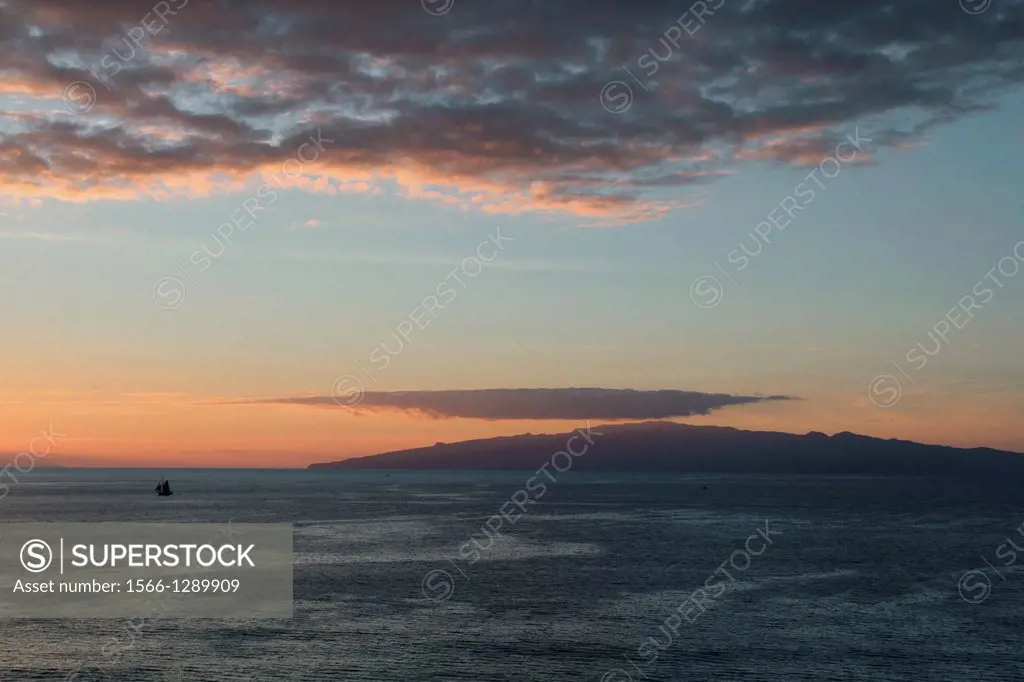 La Gomera Island at sunset, Canary Island.
