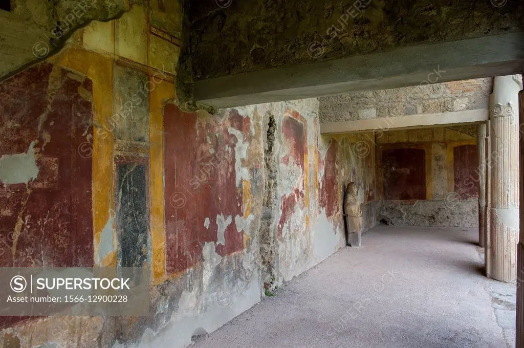 Interior of the Stabian Baths in Pompeii, Italy, is probably dating back to the 5th century B. C.