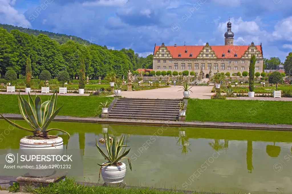 Weikersheim, Schloss Weikersheim, Weikersheim Castle, Main-Tauber district, Romantic Road, Romantische Strasse, Baden-Württemberg, Germany. Europe.