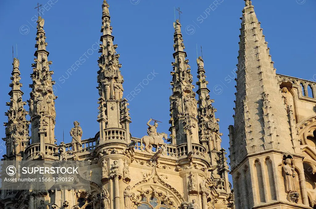 Cathedral of Santa Maria, detail of the towers. Burgos, Spain.