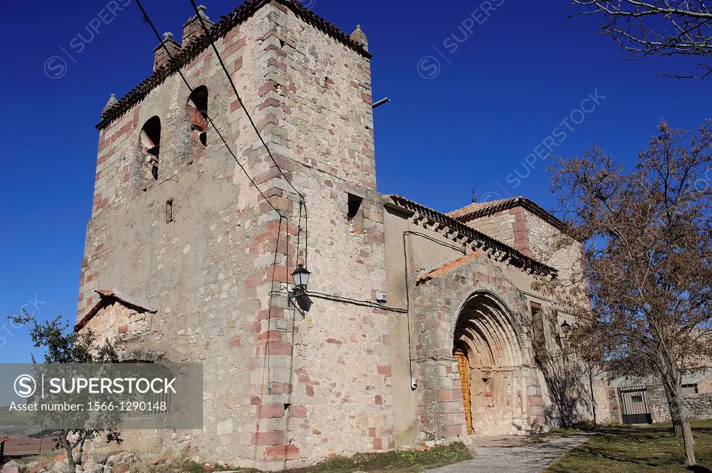 Romanesque parish church. Riba de Saelices, Guadalajara, Spain.
