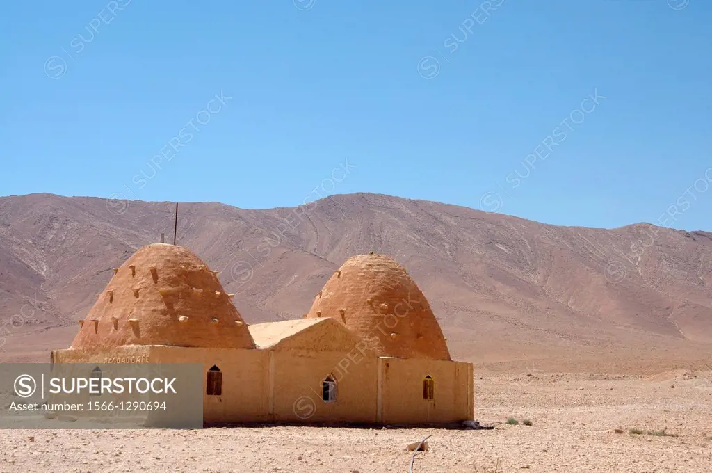 Roadside cafe in the Bedouin of the desert, Syro-Arabian desert (Syrian Desert), Syria.