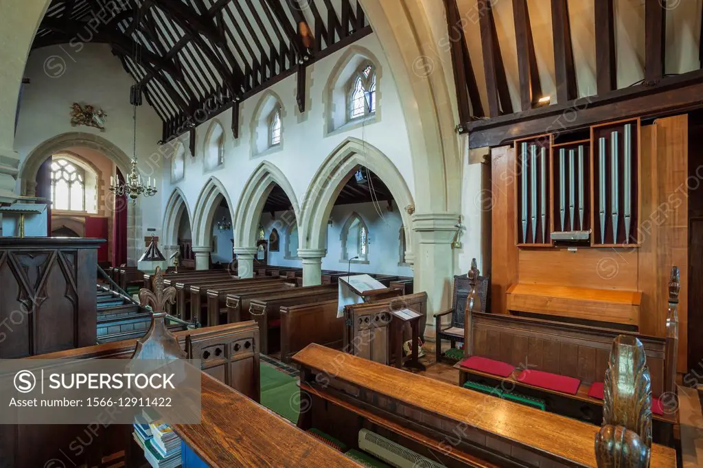 Interior of St Mary Magdalene´s church in Rusper, West Sussex, England.
