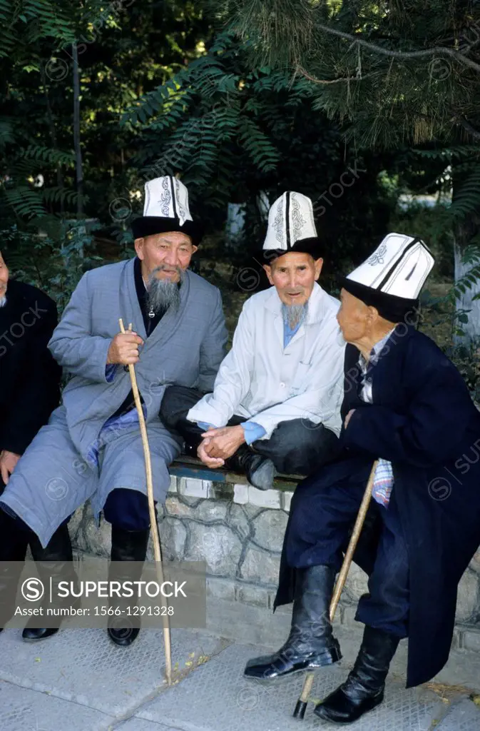 II War Veterans in a Sanatorium; Kyrgyzstan; Traditional Costume, Traditional Hat.