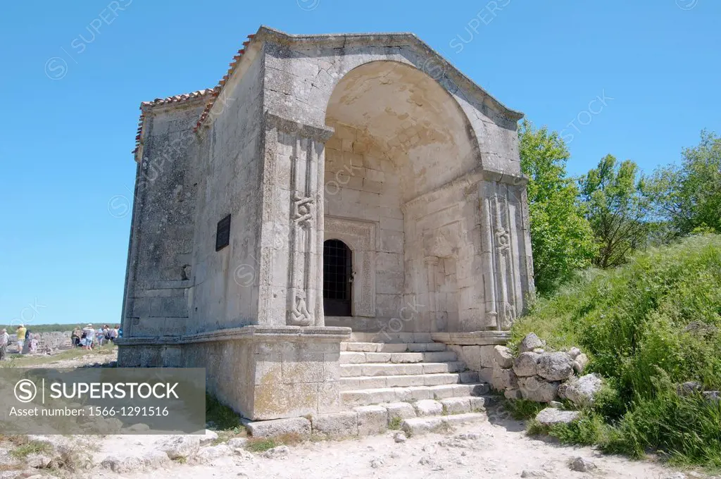 Mausoleum of Dzhanike-Khanym, daughter of Tokhtamys. Cufut Qale, Chufut-Kale Jewish Fortress Crimea, Ukraine, Eastern Europe.
