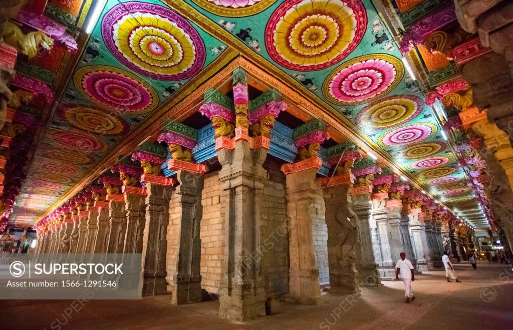India , Tamil Nadu State Madurai City ,Sri Meenakshi Temple, Thousand Pillars Hall.