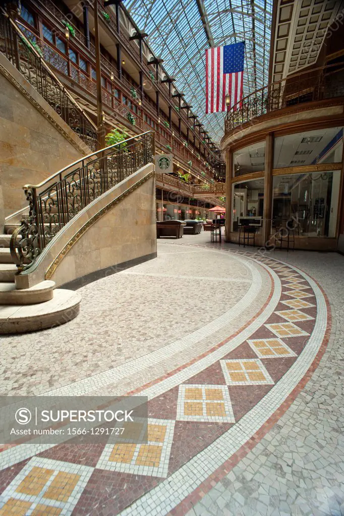 Historic Victorian Shopping Arcade Hyatt Regency Hotel Downtown Cleveland Ohio Usa.