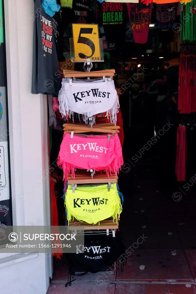 Key West Florida USA typical souvenir shop on Duval Street selling kitch to tourists.