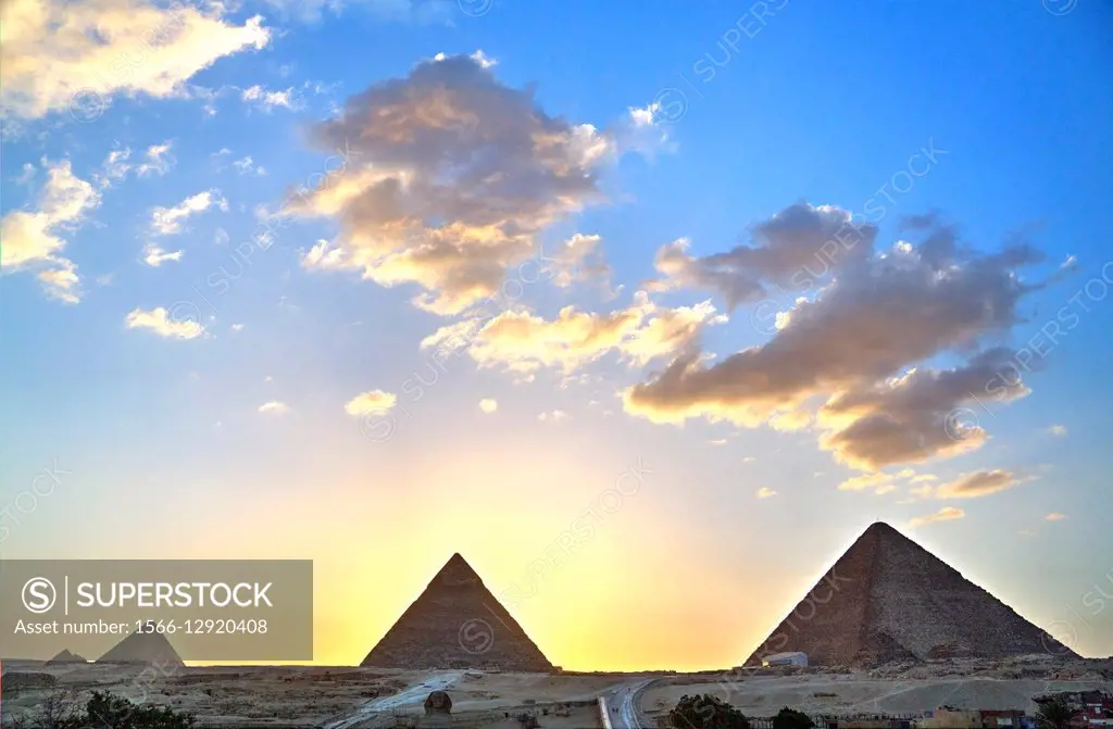 Sunset, The Pyramids of Giza, Giza, Egypt