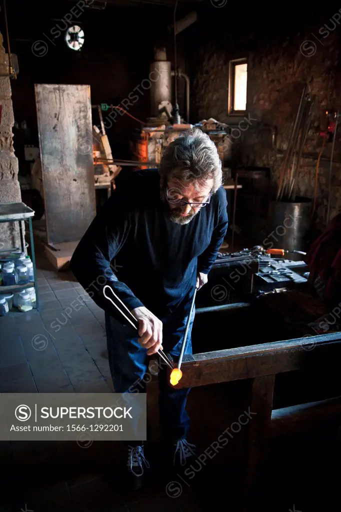 Talller Paco Ramos, master glassmaker in Vimbodi, Tarragona, Catalonia, Spain.