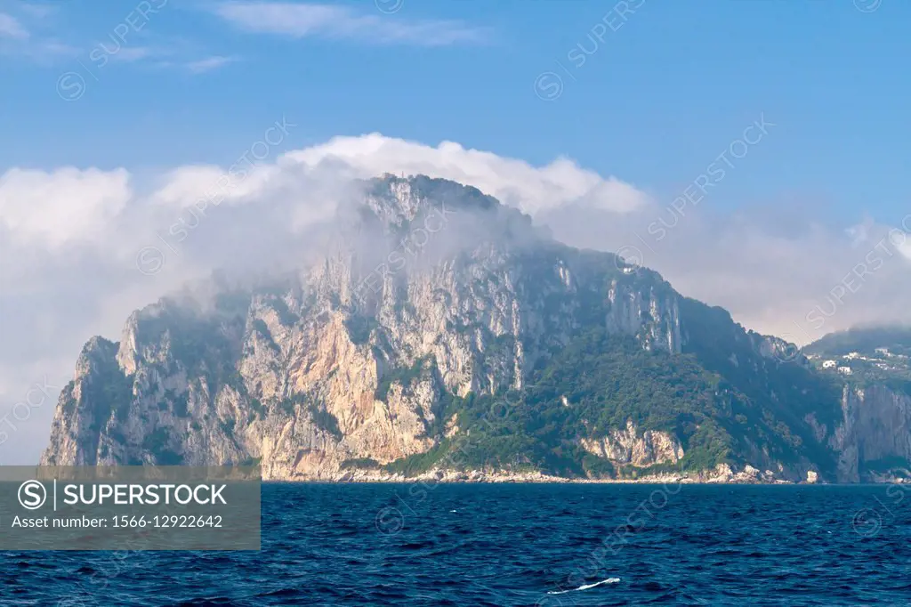 Early morning cloud over the Island of Capri, Campania, Italy