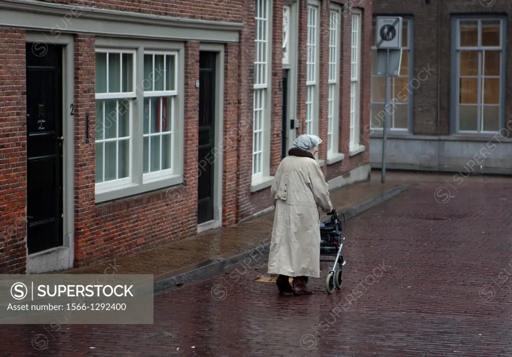 old lady with walker in Holland.