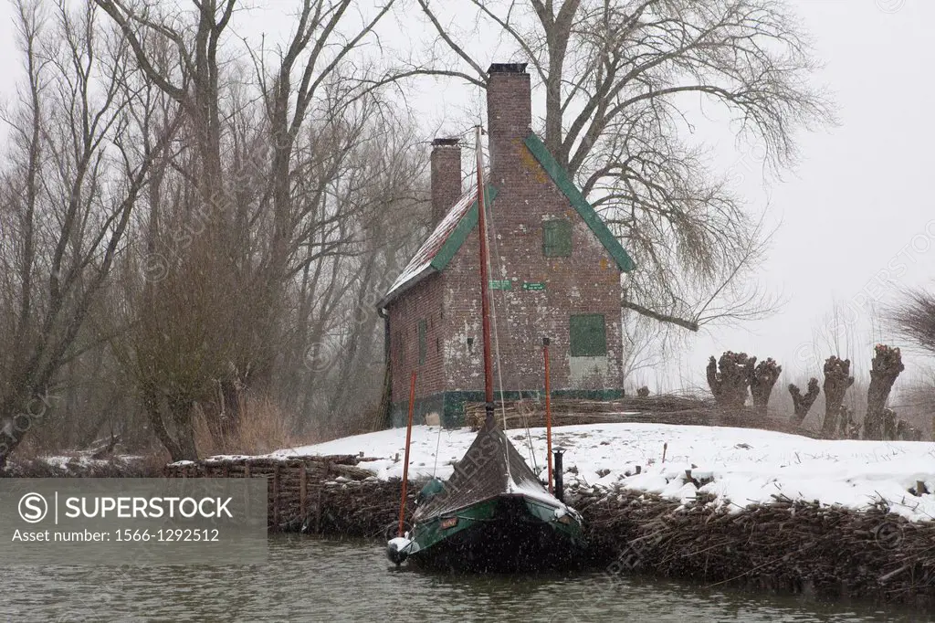 willow shack in national park de biesbosch in holland.