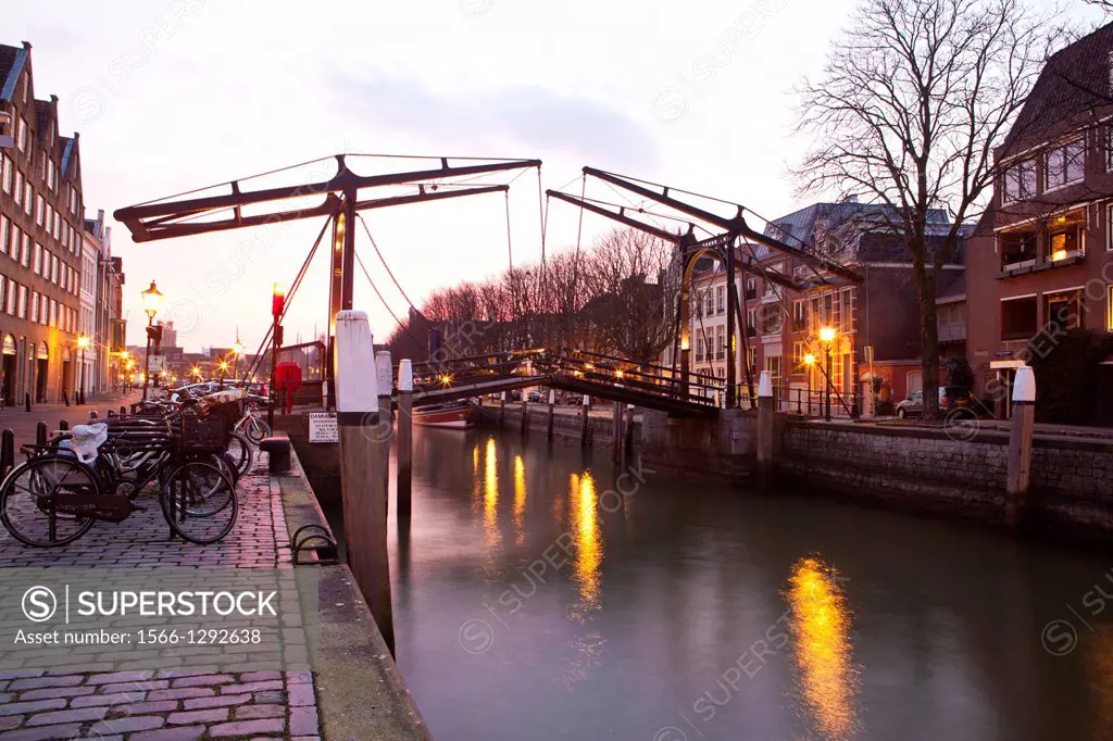 drawbridge in the old city of Dordrecht, netherlands.